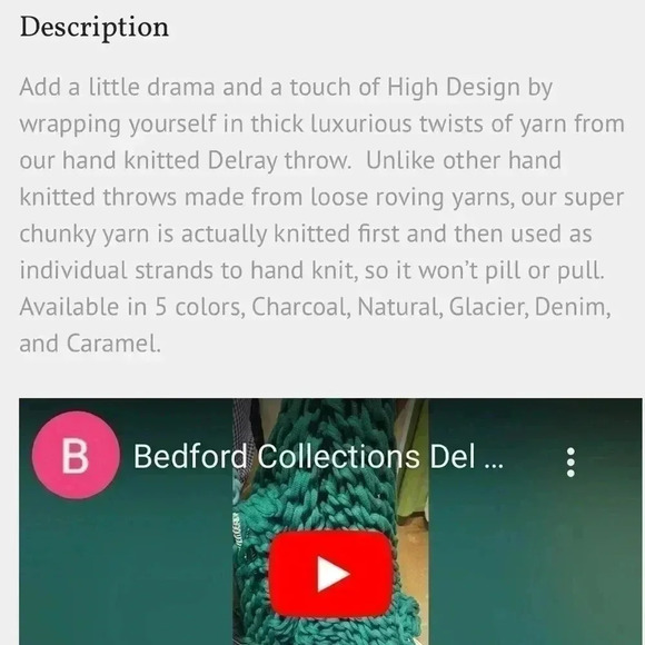 Bedford Collections Delray Throw Blanket in Denim - Picture 6 of 6